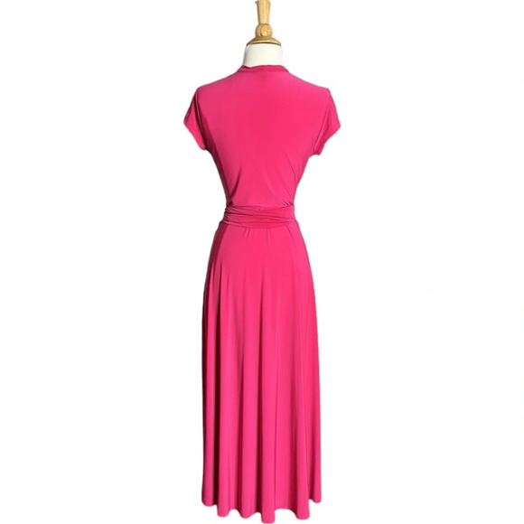IMAN High Low Pink Cinched Waist Midi Dress, Size Small - Picture 7 of 15